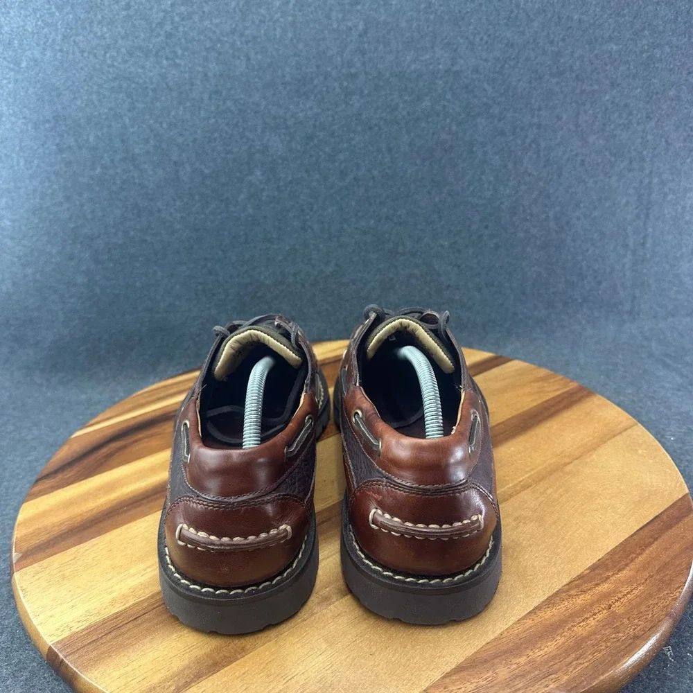 LL Bean Allagash Bison Handsewn Boat Shoes Oxford 244472 Brown Men's Size 12D